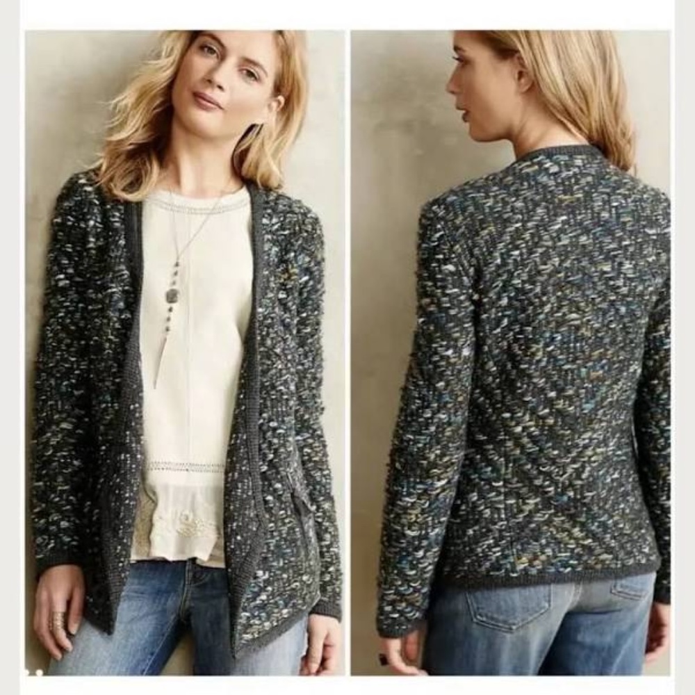 Anthropologie MOTH Knit Blue Green Cardigan Sweater